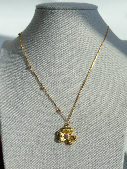 Floral Pendant Gold Necklace - Gold Vermeil